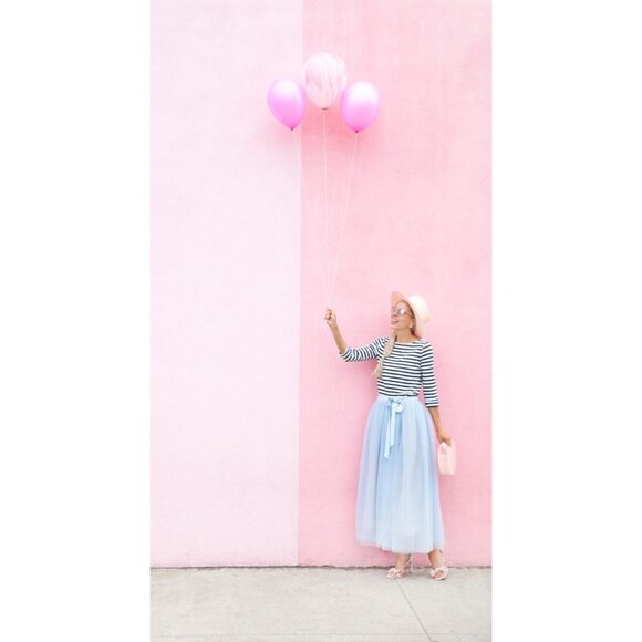 NWT J.Crew Tulle Ball Skirt in Blue Sheer Mesh Pleated Ribbon Belt A-line 6 - Picture 5 of 6